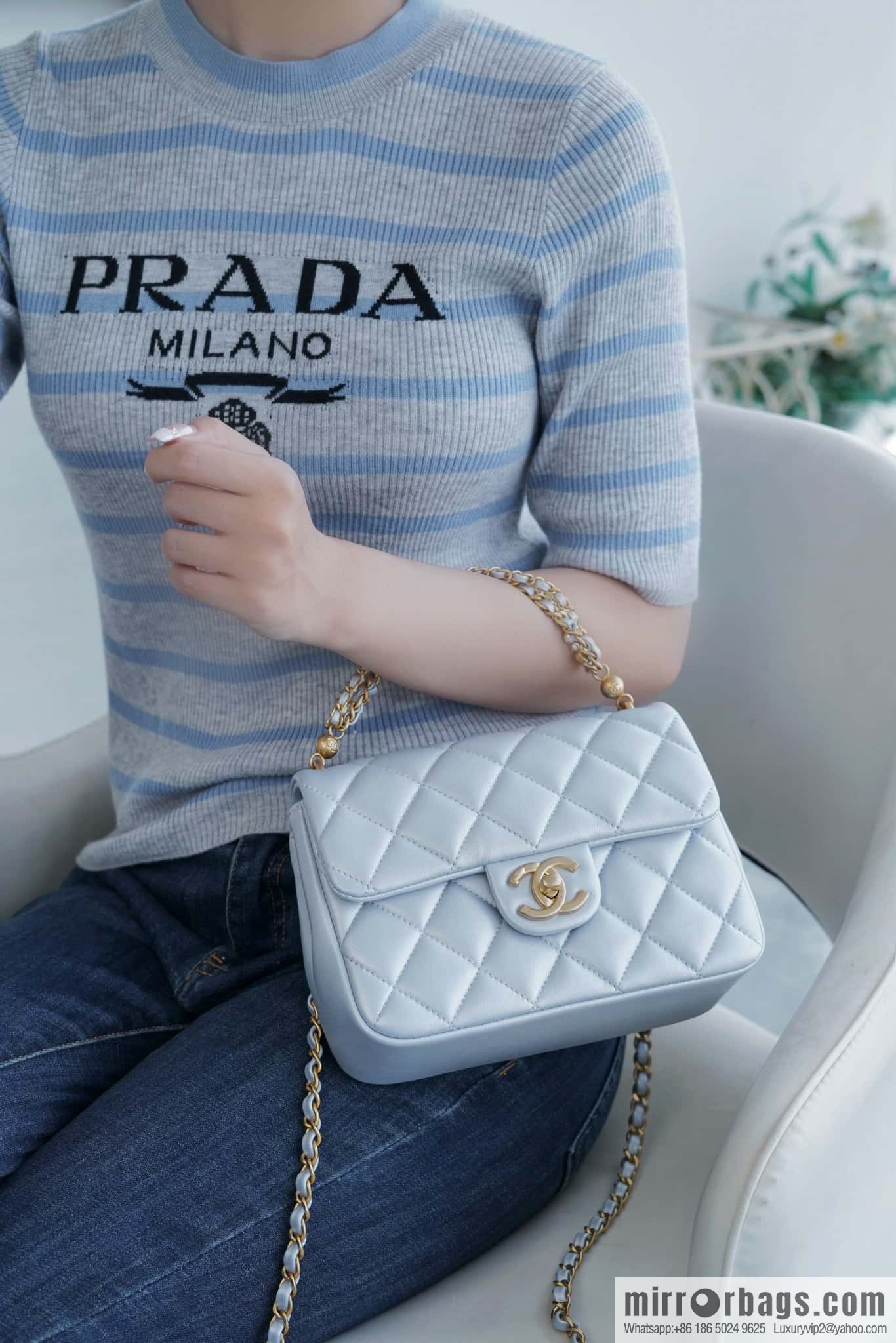 ππ‘ππ§ππ₯ πππ© Pearl Chain, Fatty Square Large, Pearlescent Blue AS4385