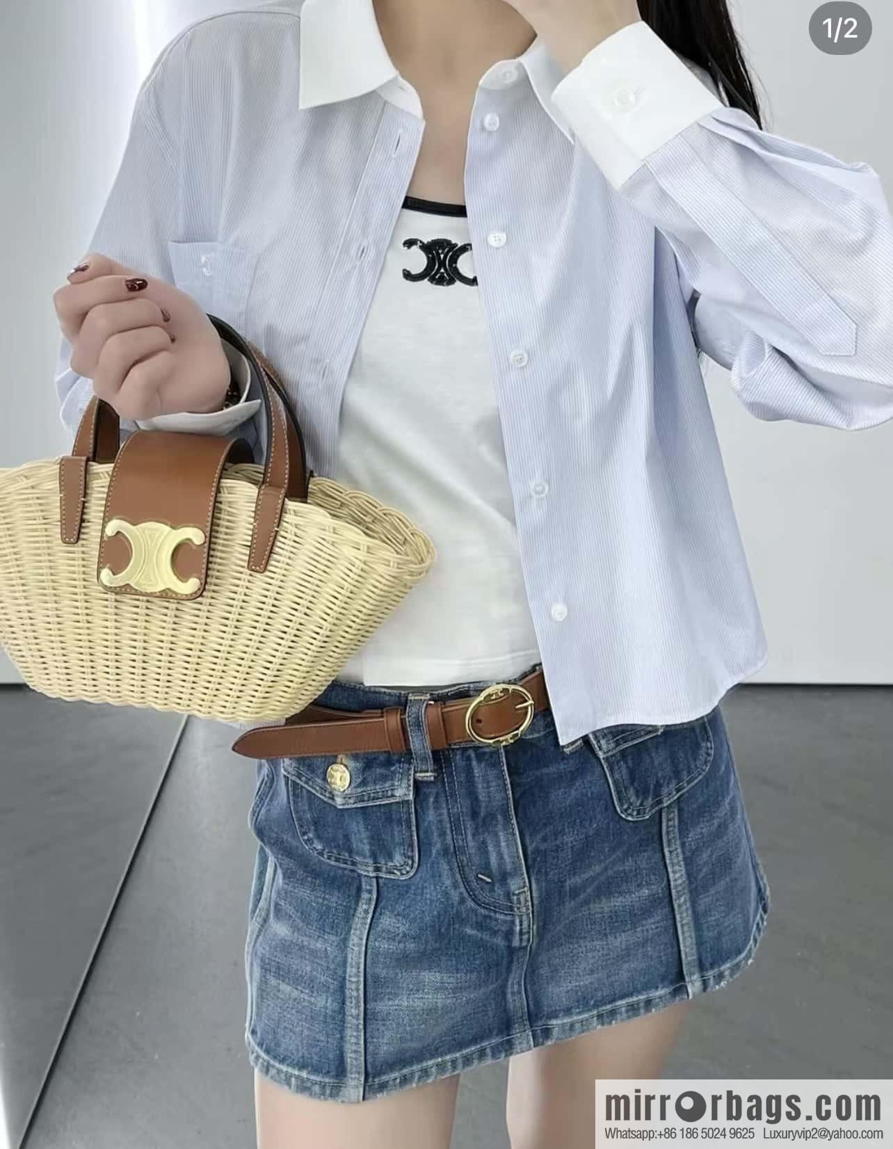 CELINE TEEN COUFFIN Botanical material and natural cow leather (fabric) handbag 116572