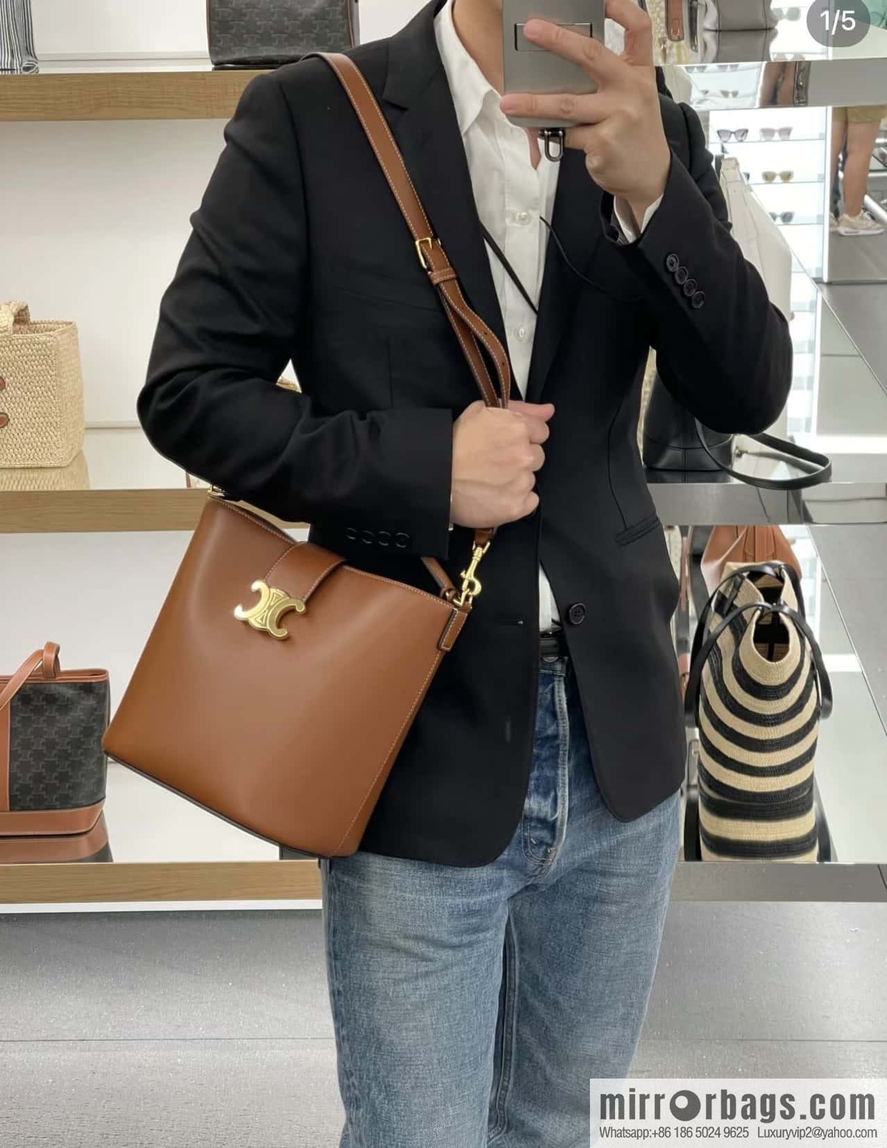 CELINE LOUISE Medium smooth cow leather (fabric) handbag 116613