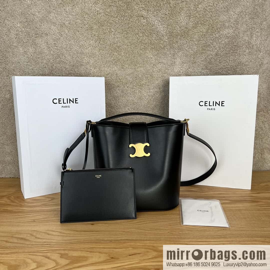 CELINE LOUISE Medium smooth cow leather (fabric) handbag 116613 black