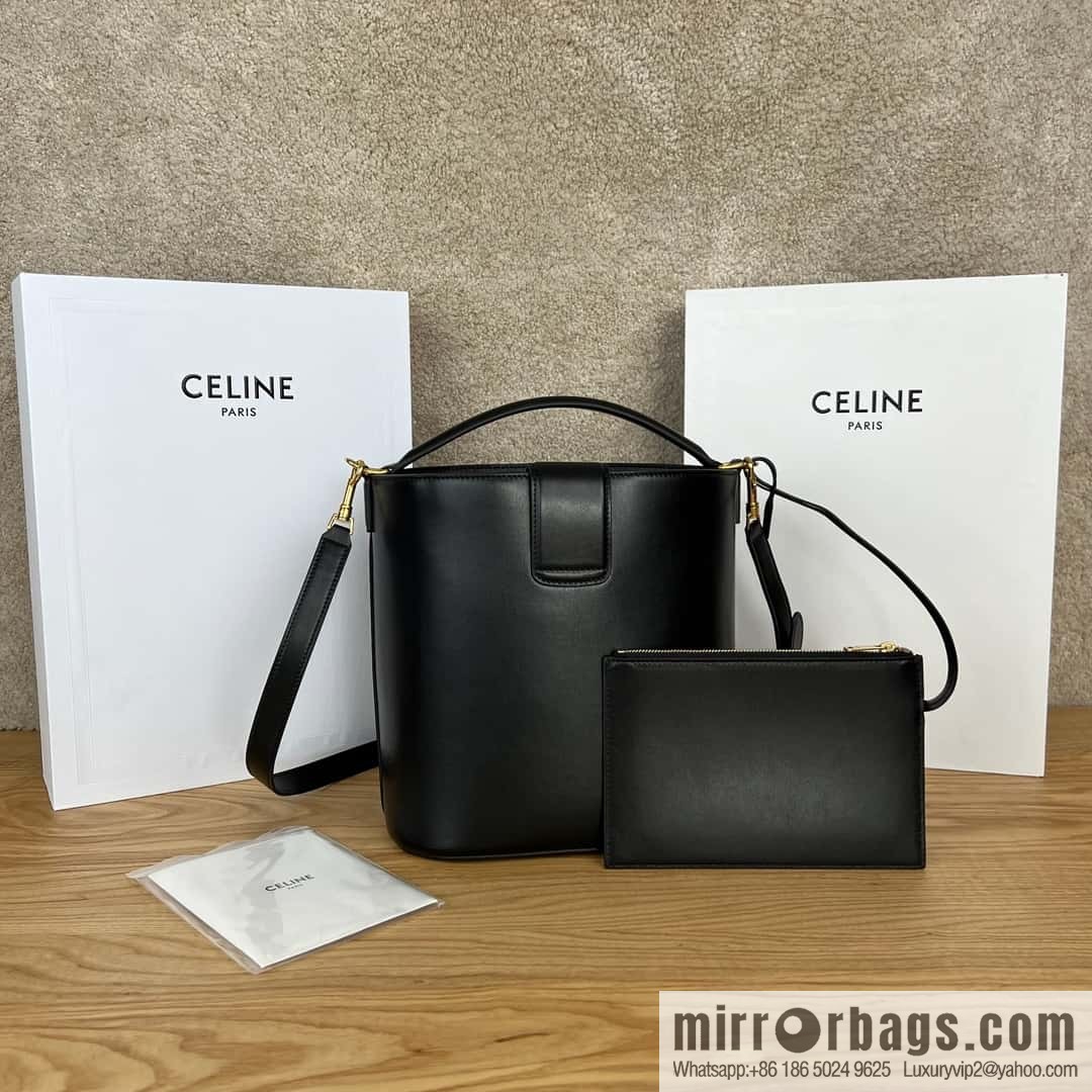 CELINE LOUISE Medium smooth cow leather (fabric) handbag 116613 black
