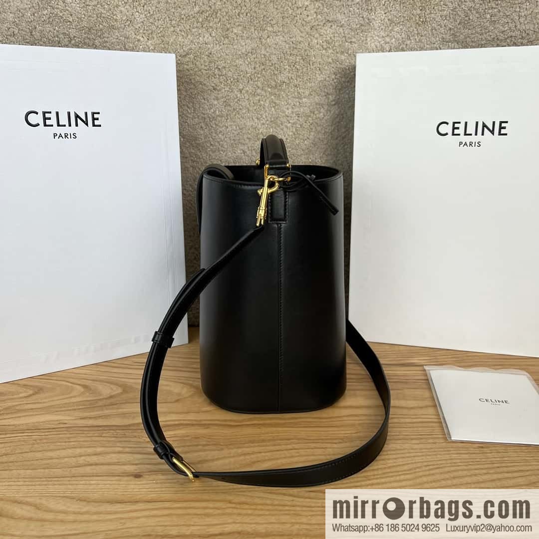 CELINE LOUISE Medium smooth cow leather (fabric) handbag 116613 black