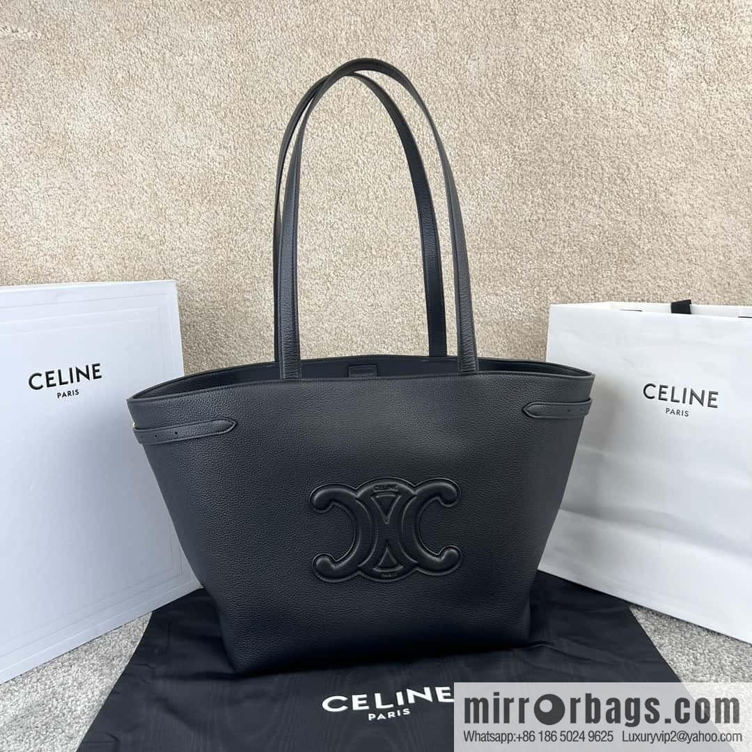 CELINE CABAS ANAIS grain cattle leather (fabric) handbag 116853 black