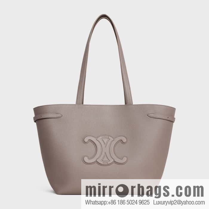 CELINE CABAS ANAIS grained cow leather (fabric) handbag 116853 pebble