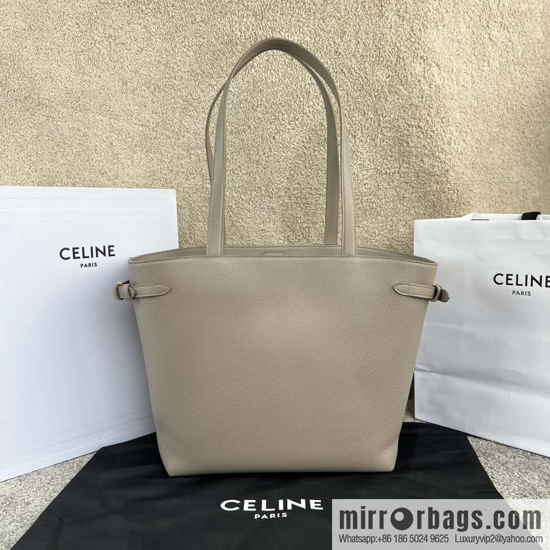 CELINE CABAS ANAIS grained cow leather (fabric) handbag 116853 pebble