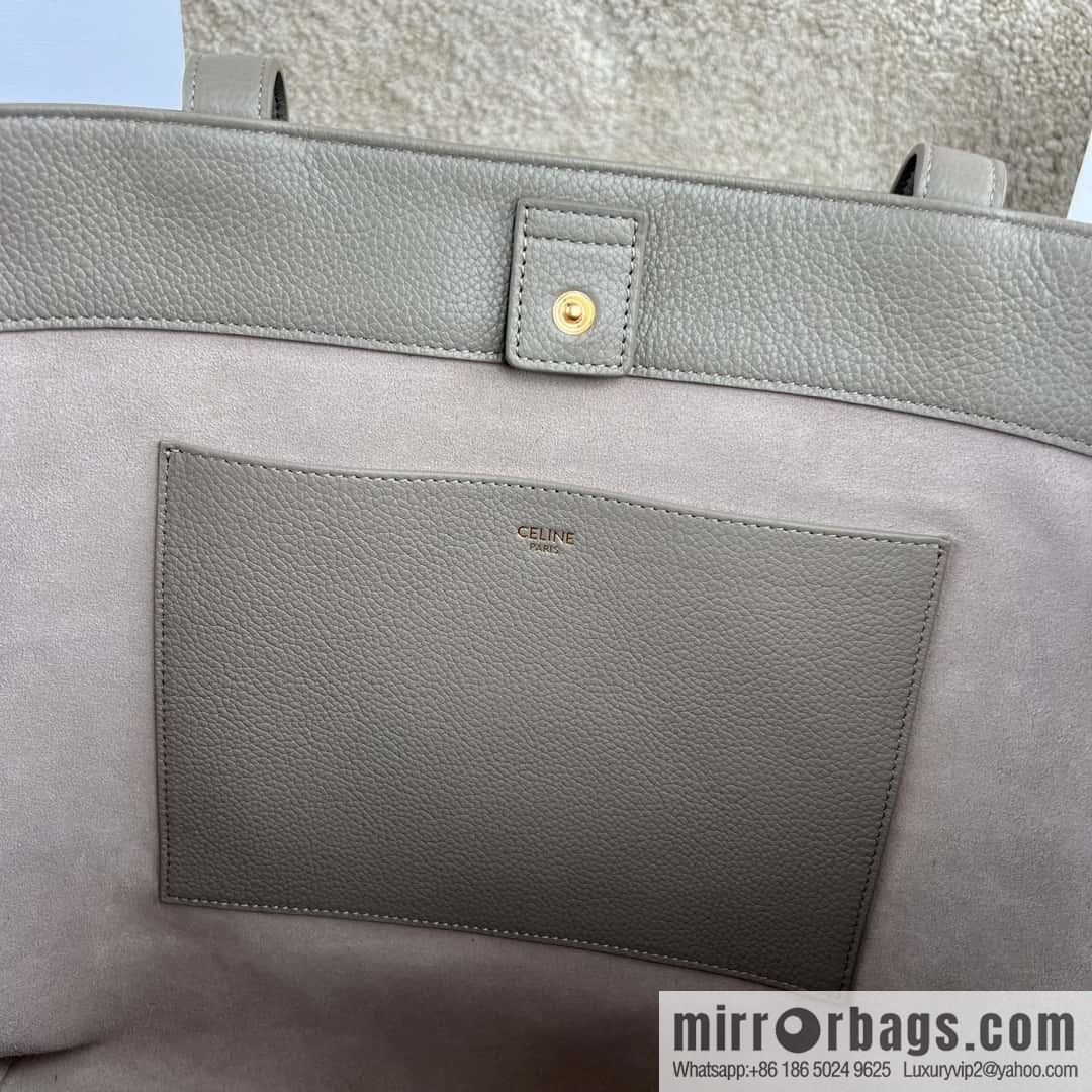 CELINE CABAS ANAIS grained cow leather (fabric) handbag 116853 pebble