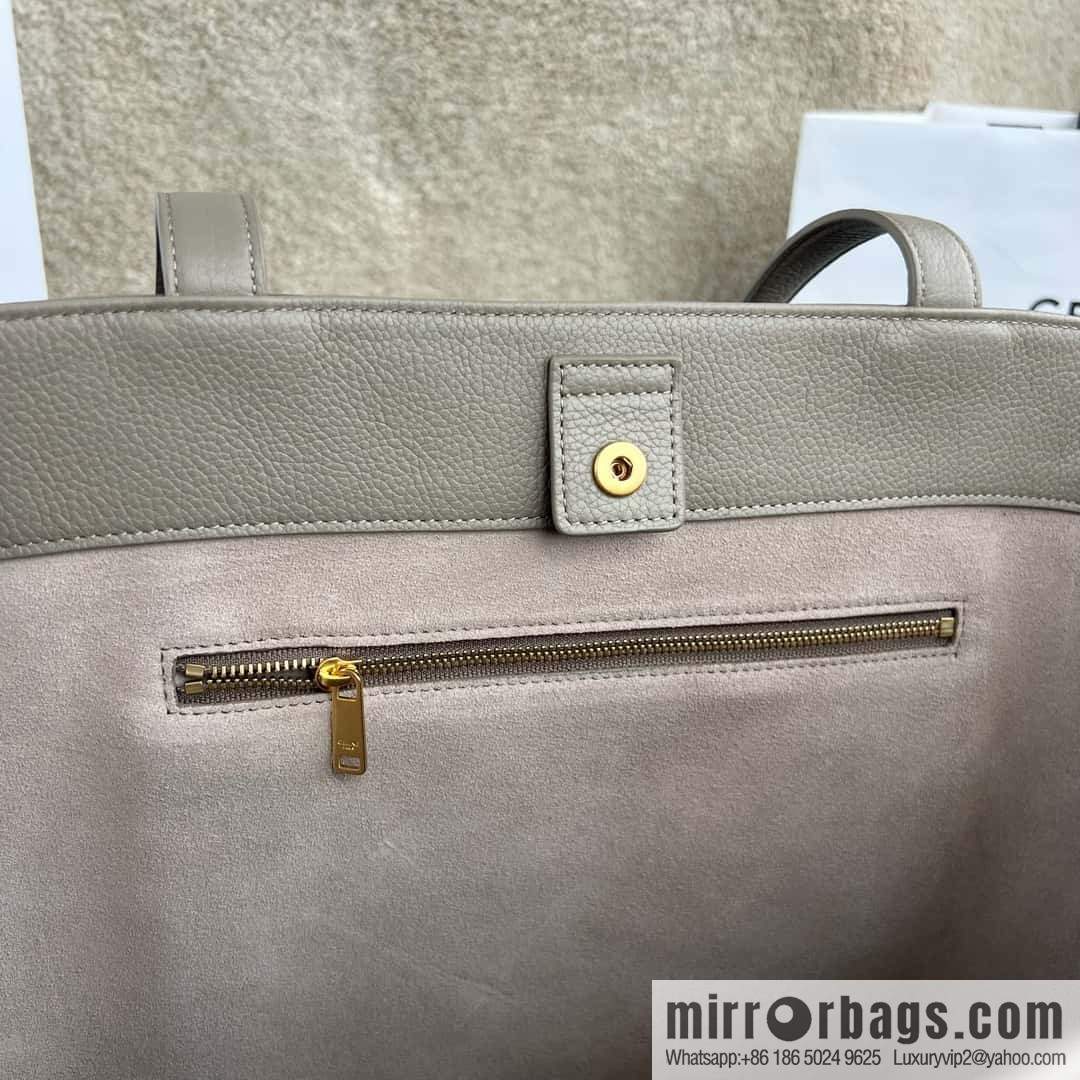 CELINE CABAS ANAIS grained cow leather (fabric) handbag 116853 pebble