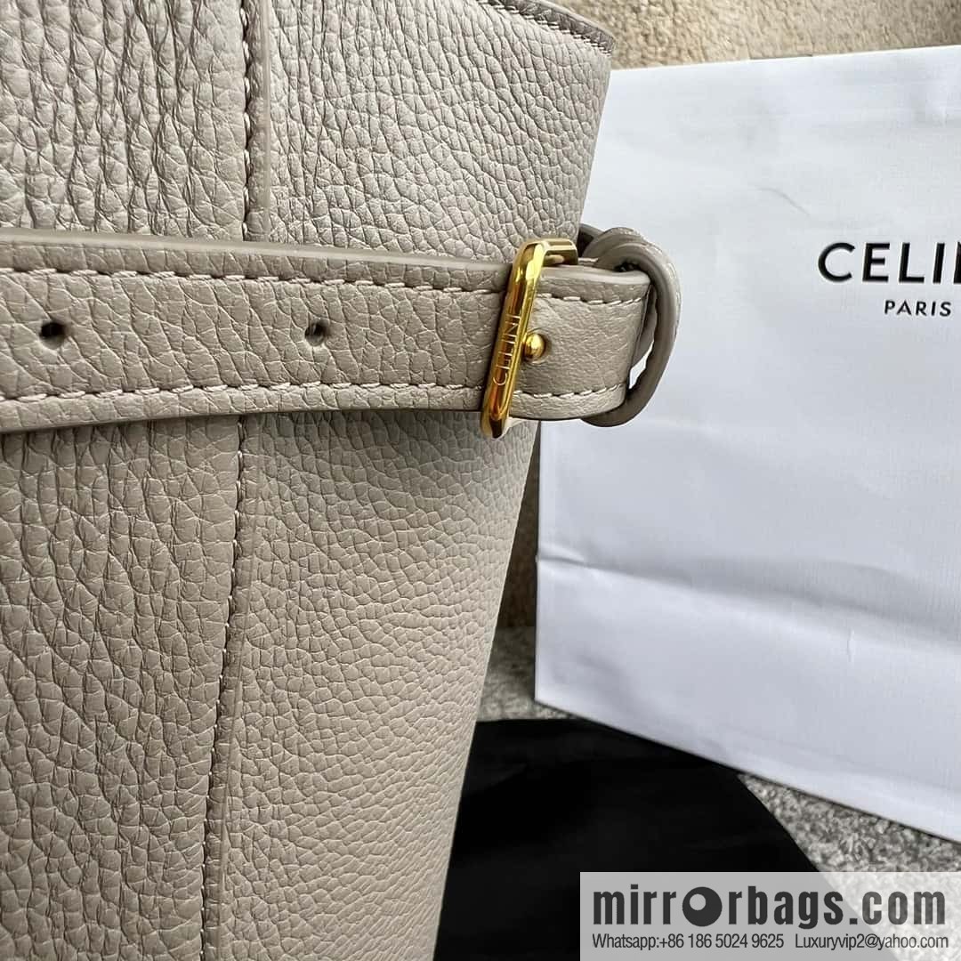CELINE CABAS ANAIS grained cow leather (fabric) handbag 116853 pebble