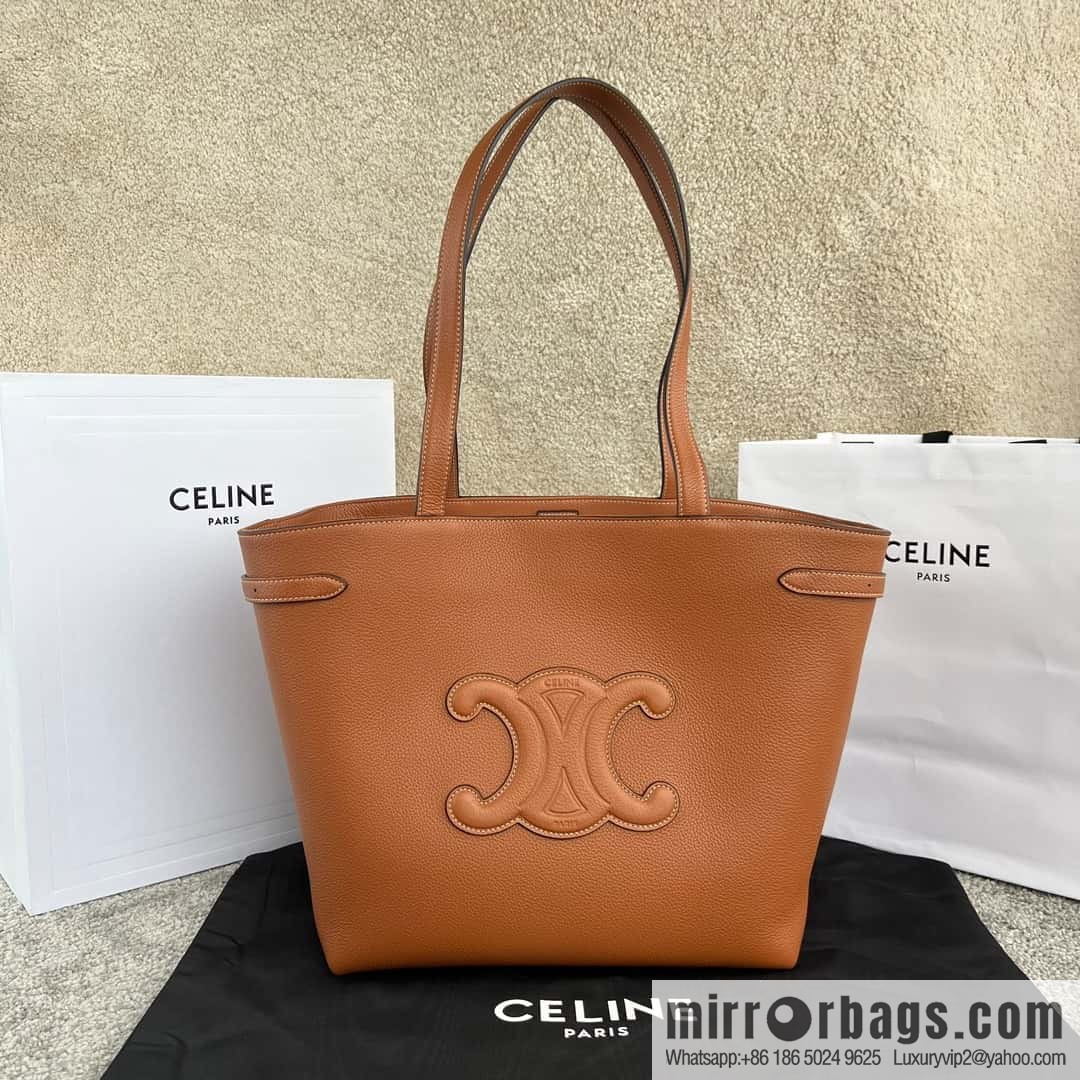 CELINE CABAS ANAIS Grain beef leather (fabric) handbag 116853 brown