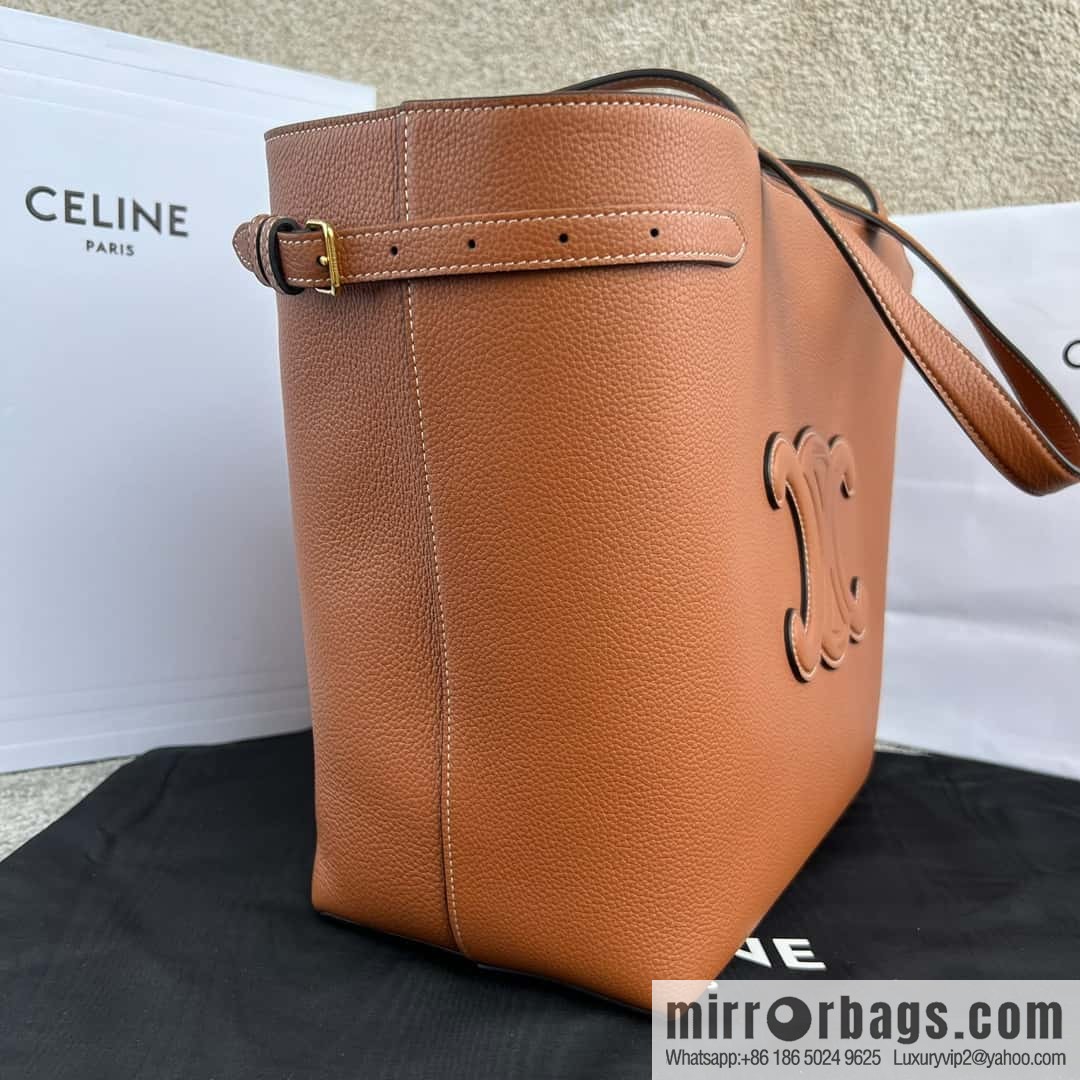 CELINE CABAS ANAIS Grain beef leather (fabric) handbag 116853 brown