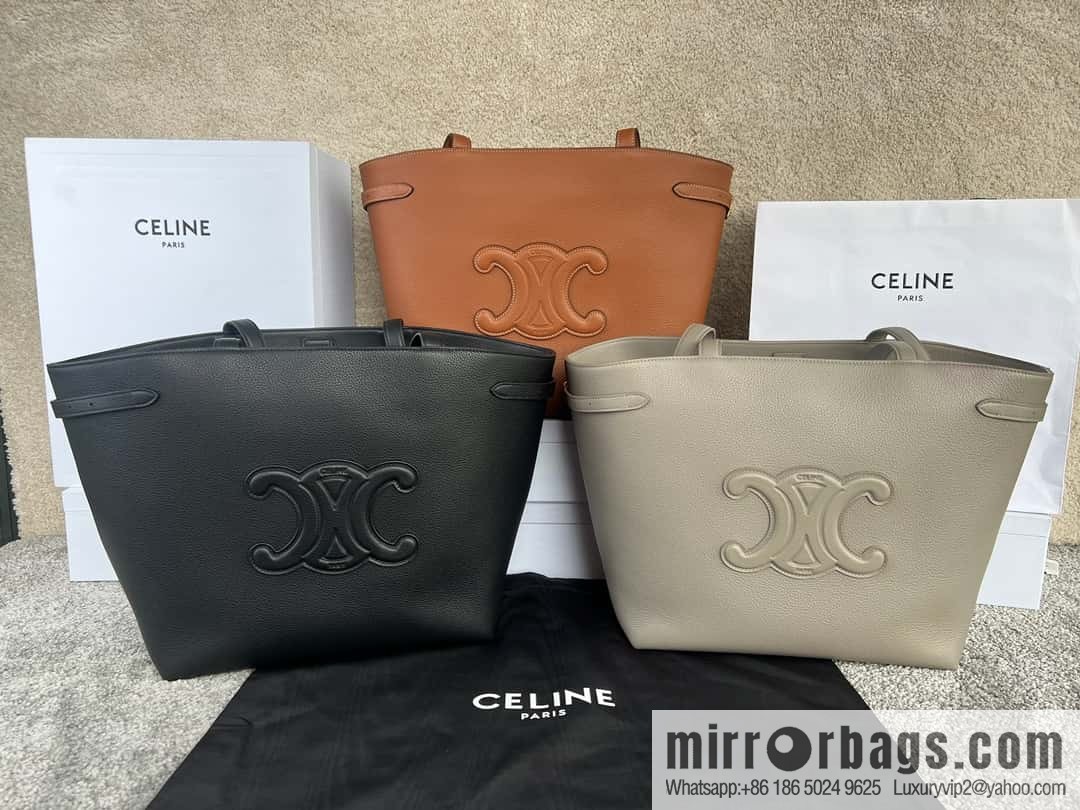 CELINE CABAS ANAIS Grain beef leather (fabric) handbag 116853 brown