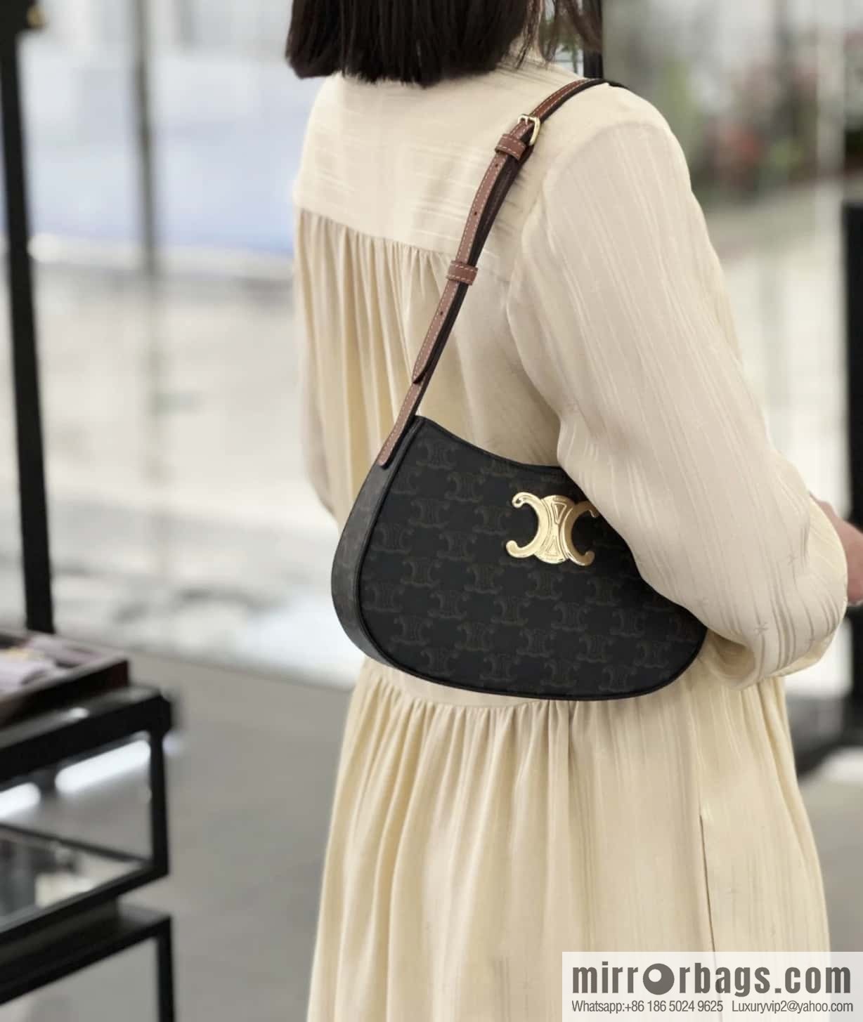 CELINE TILI medium logo printed cow leather (fabric) handbag 115702 monogram