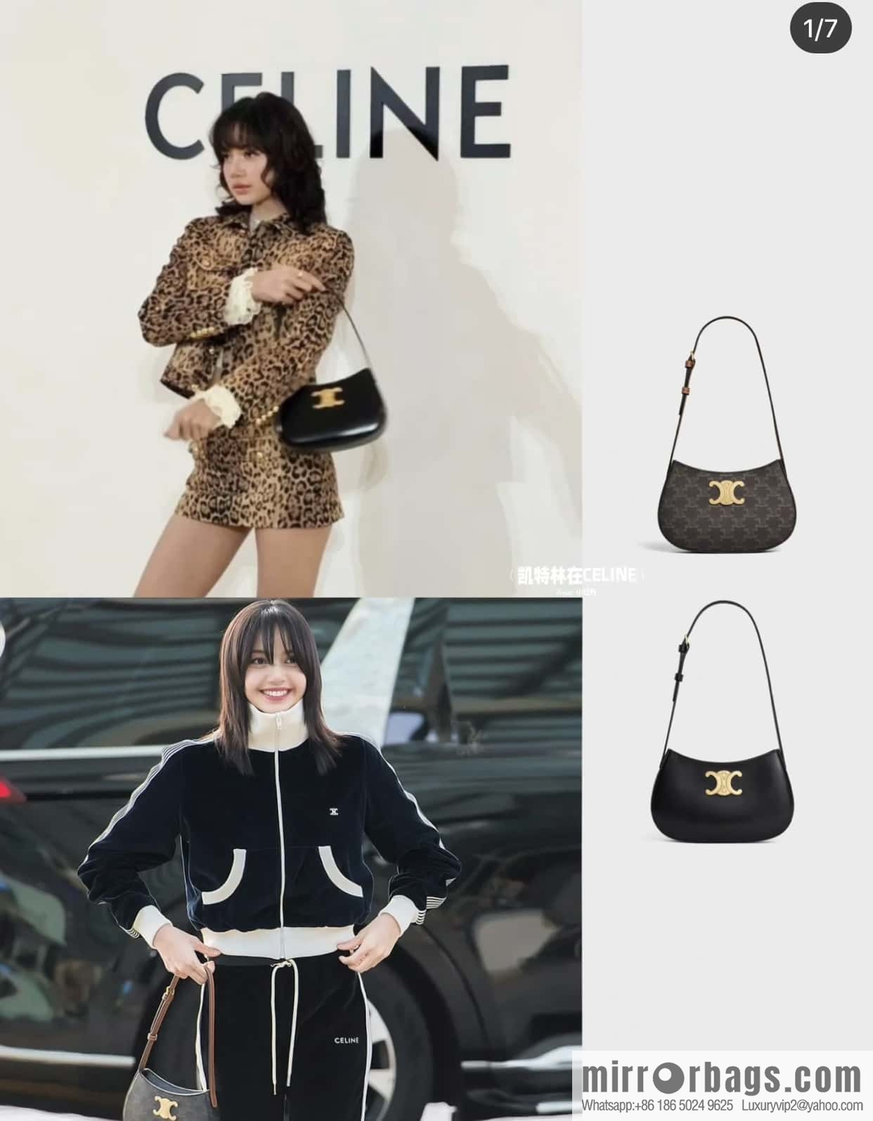 CELINE TILI medium logo printed cow leather (fabric) handbag 115702 monogram