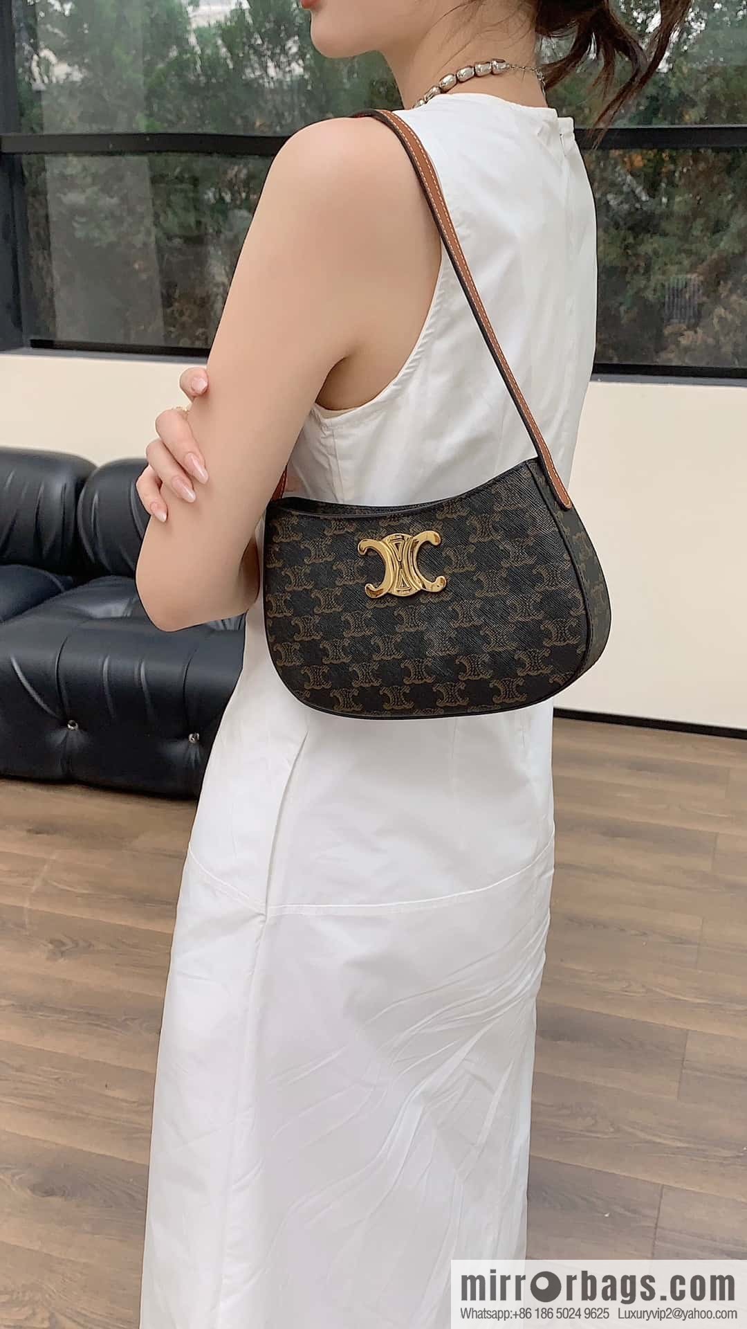 CELINE TILI medium logo printed cow leather (fabric) handbag 115702 monogram