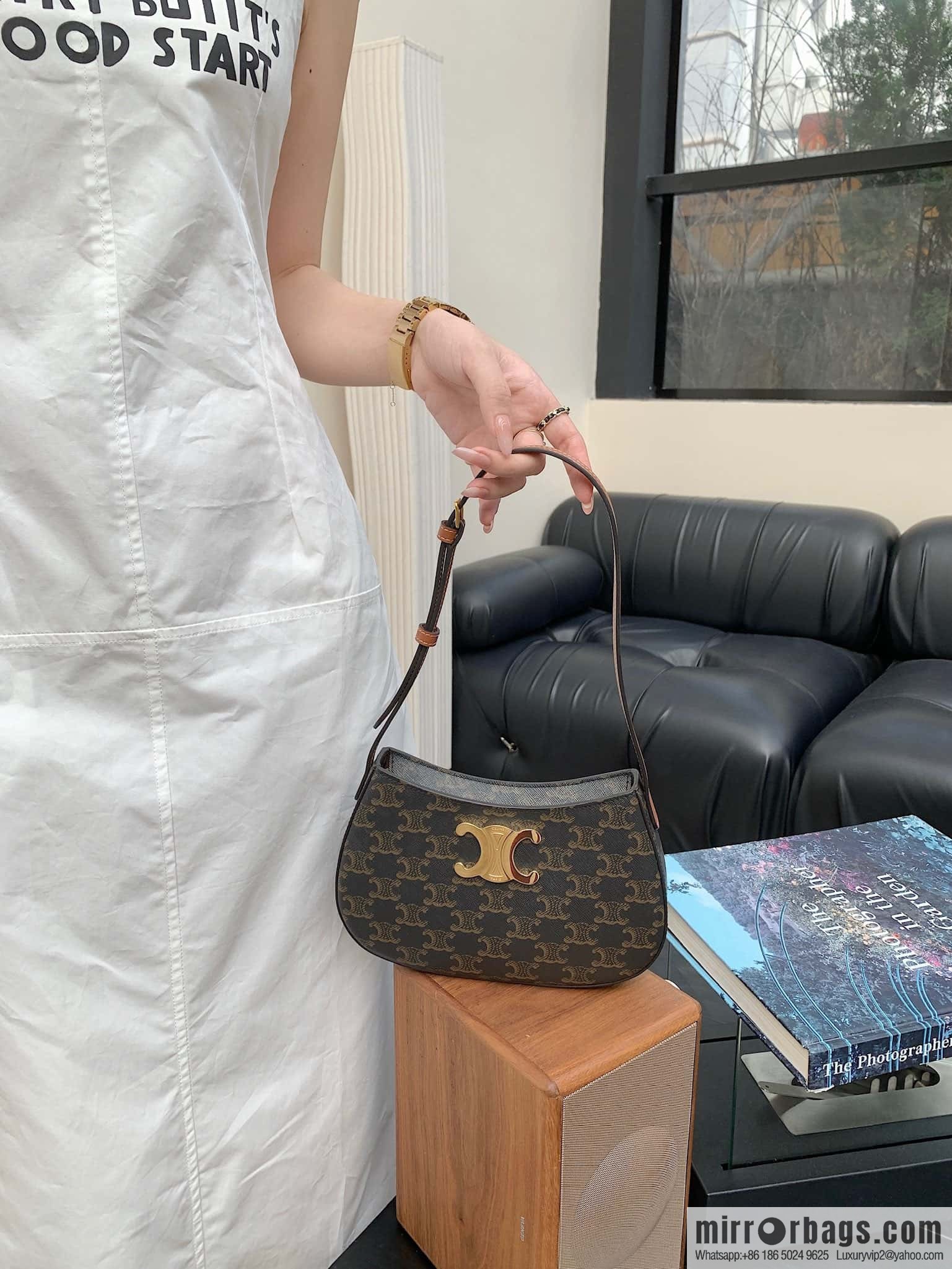 CELINE TILI medium logo printed cow leather (fabric) handbag 115702 monogram