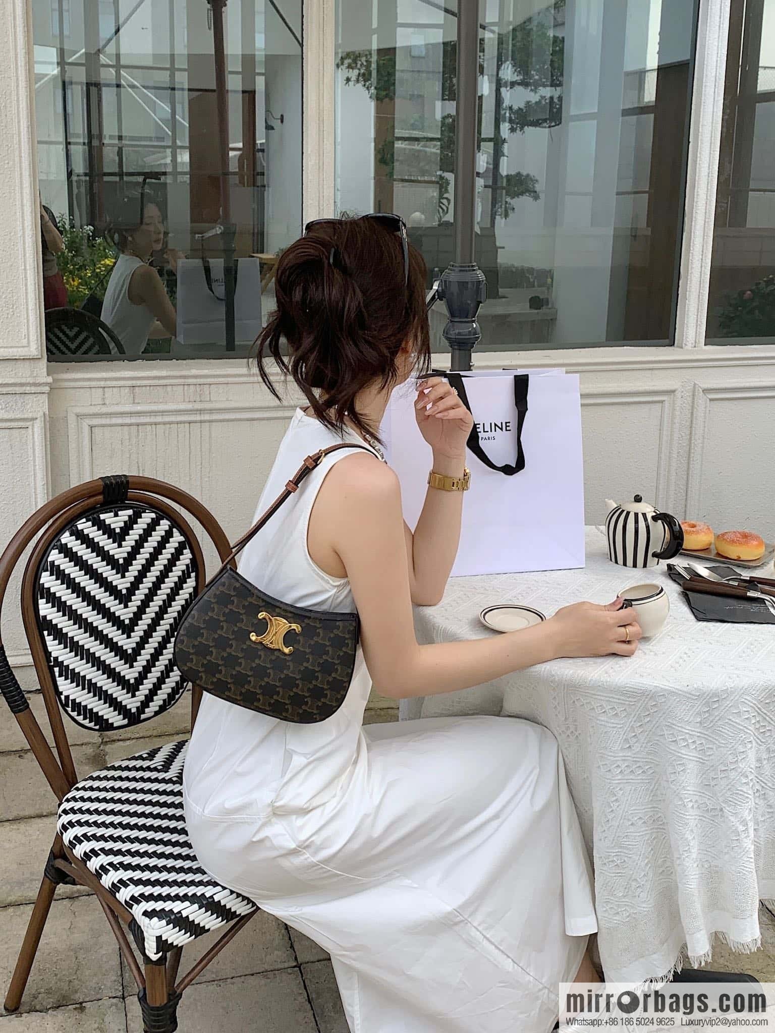 CELINE TILI medium logo printed cow leather (fabric) handbag 115702 monogram