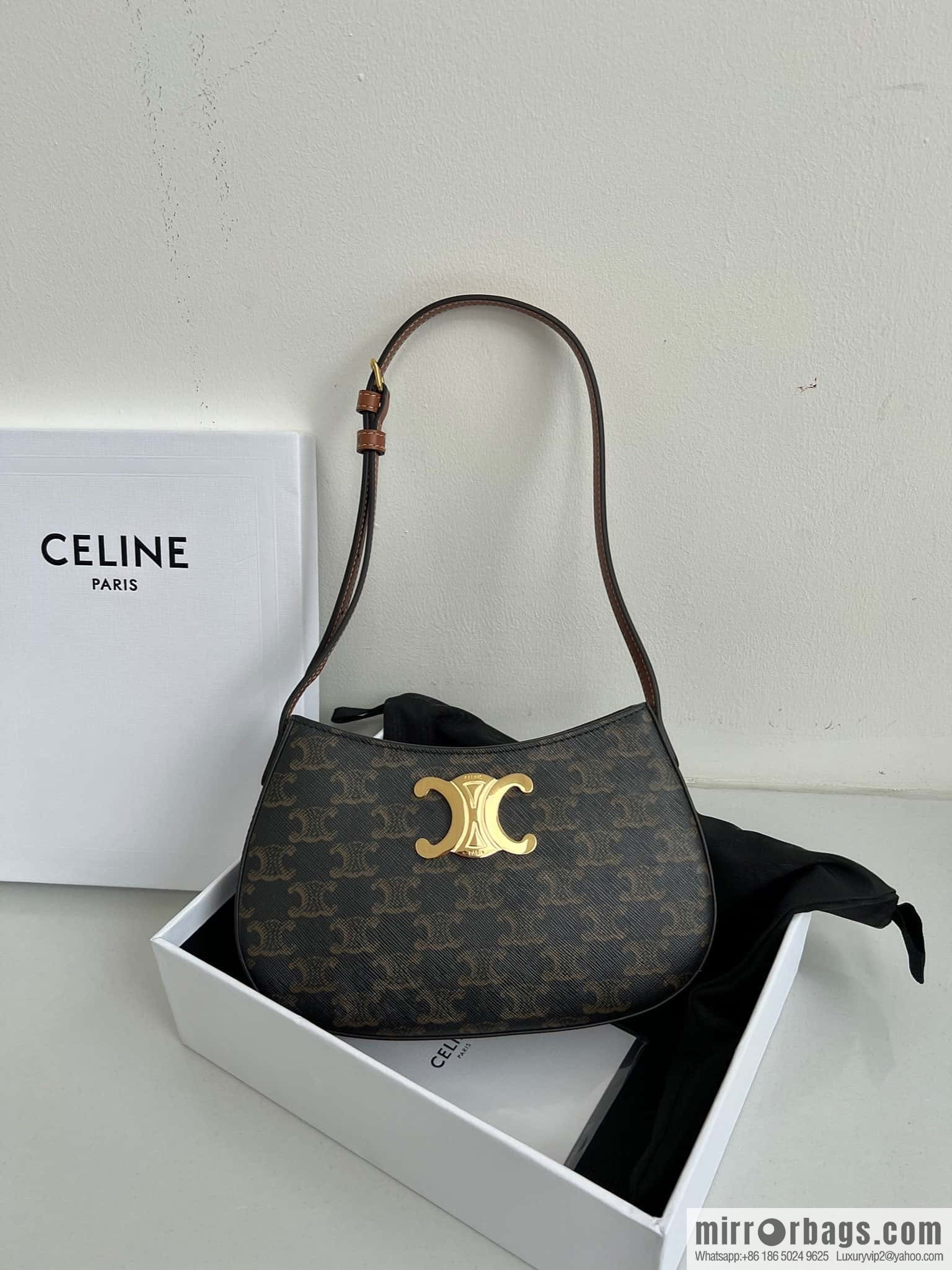 CELINE TILI medium logo printed cow leather (fabric) handbag 115702 monogram