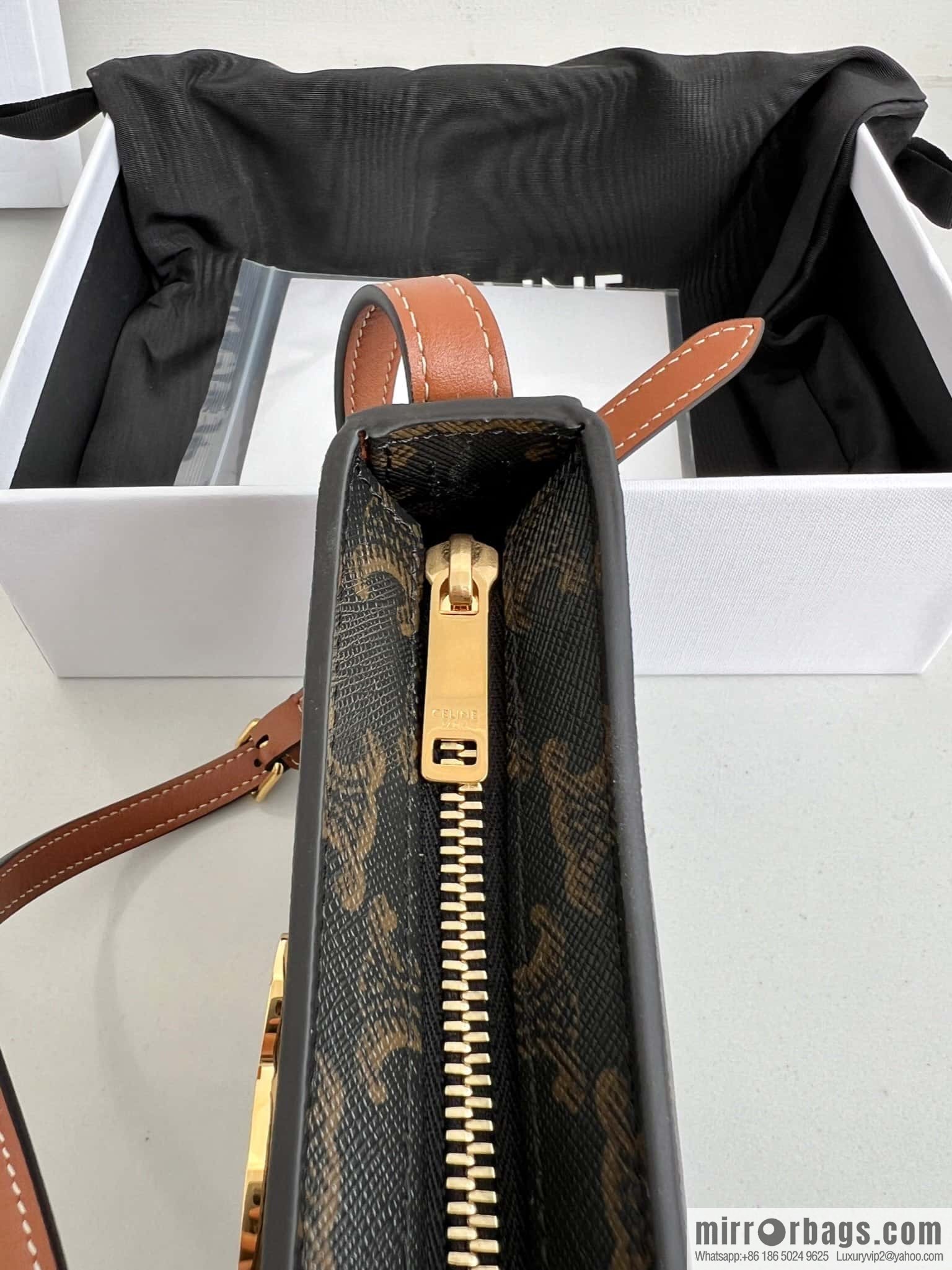 CELINE TILI medium logo printed cow leather (fabric) handbag 115702 monogram