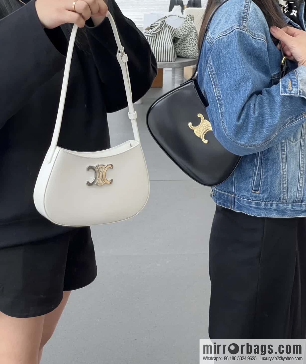 CELINE TILI Medium glossy cow leather (fabric) handbag 115703 white
