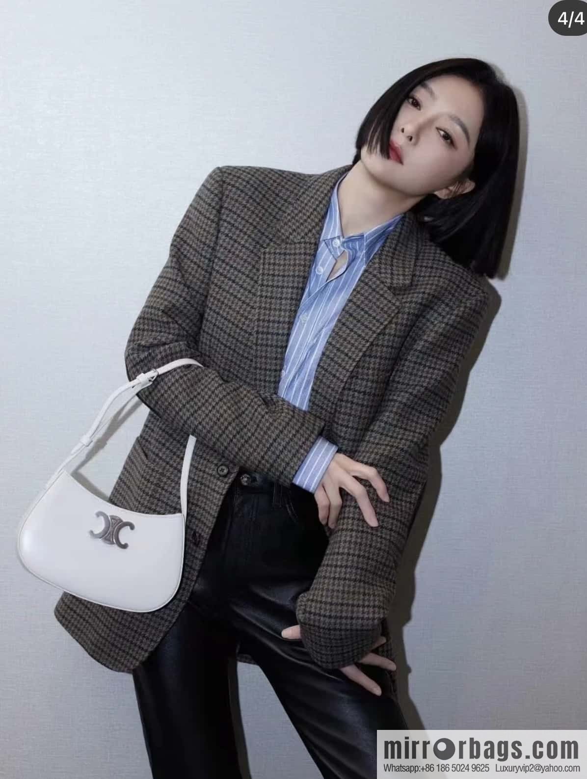 CELINE TILI Medium glossy cow leather (fabric) handbag 115703 white