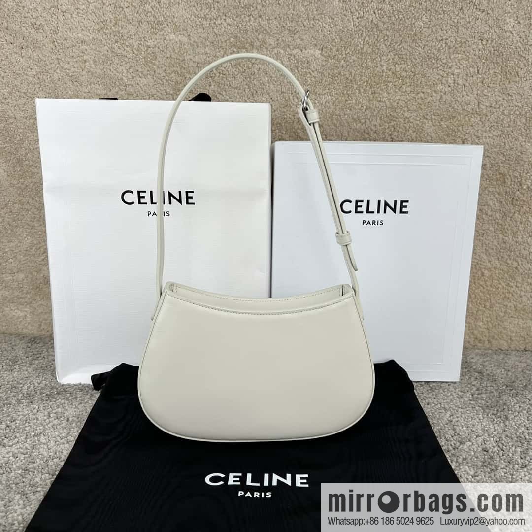 CELINE TILI Medium glossy cow leather (fabric) handbag 115703 white