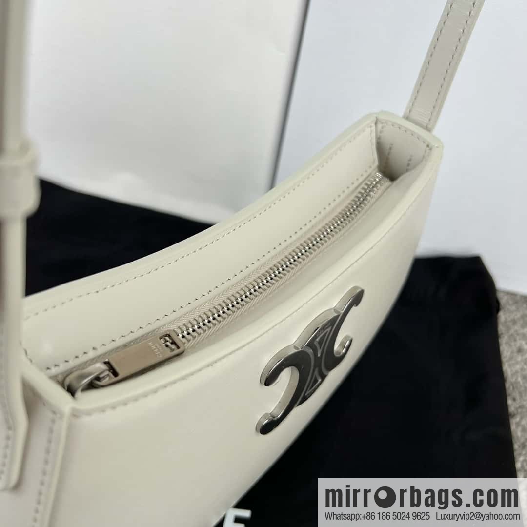 CELINE TILI Medium glossy cow leather (fabric) handbag 115703 white
