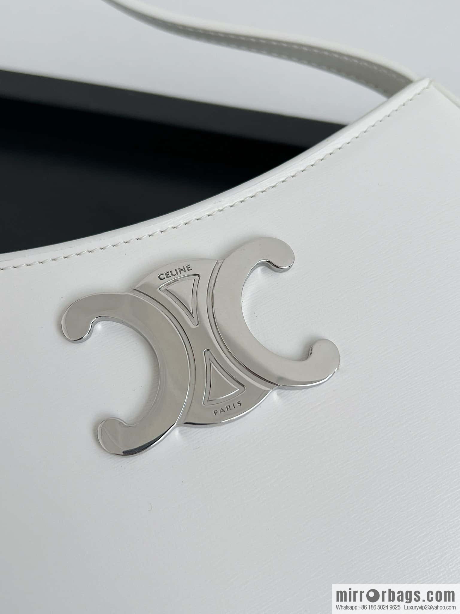 CELINE TILI Medium glossy cow leather (fabric) handbag 115703 white
