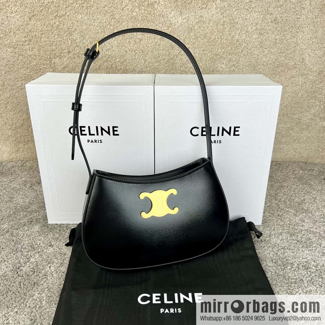 CELINE TILI medium glossy cow leather (fabric) handbag 115703 black