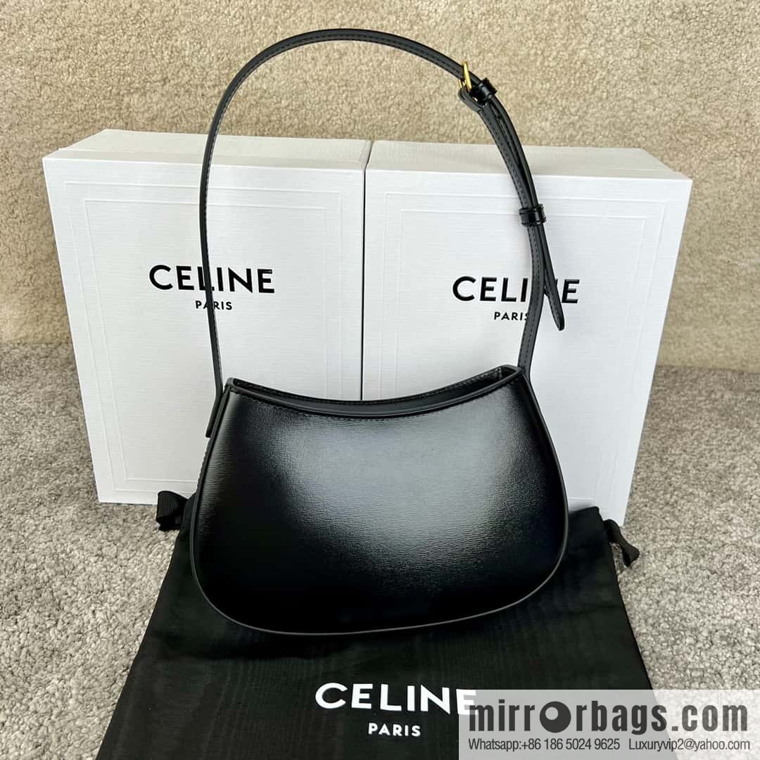 CELINE TILI medium glossy cow leather (fabric) handbag 115703 black
