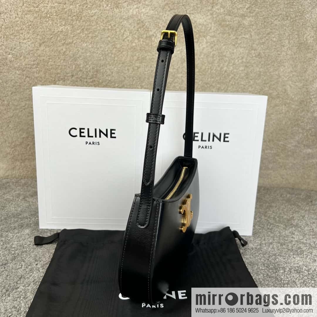 CELINE TILI medium glossy cow leather (fabric) handbag 115703 black