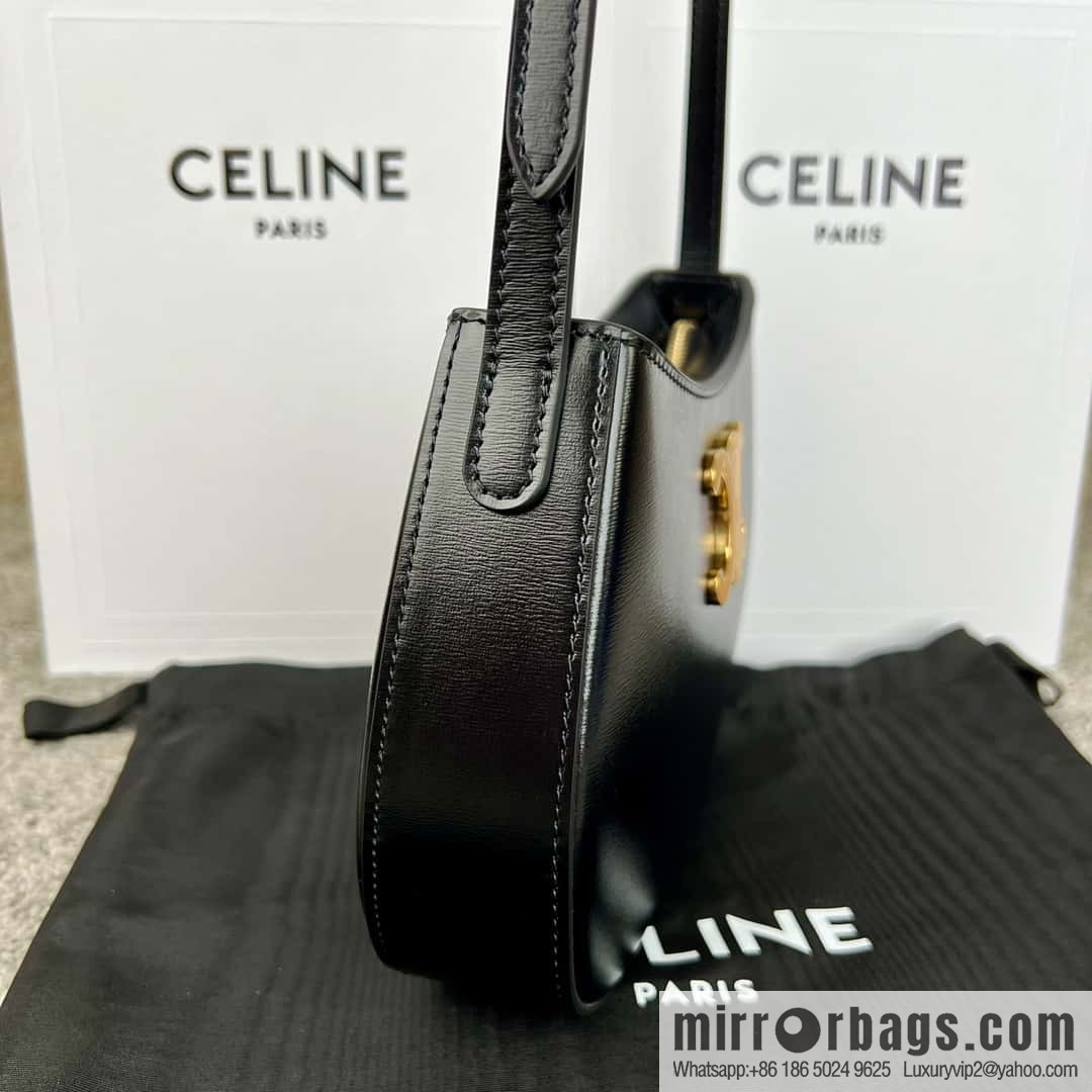 CELINE TILI medium glossy cow leather (fabric) handbag 115703 black