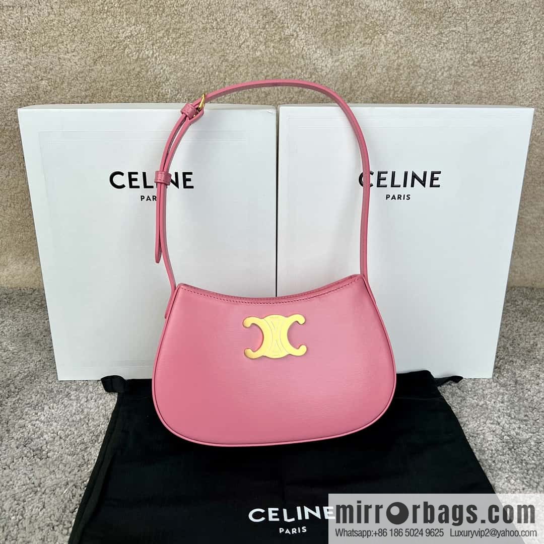 CELINE TILI medium glossy cow leather (fabric) handbag 115703 rose