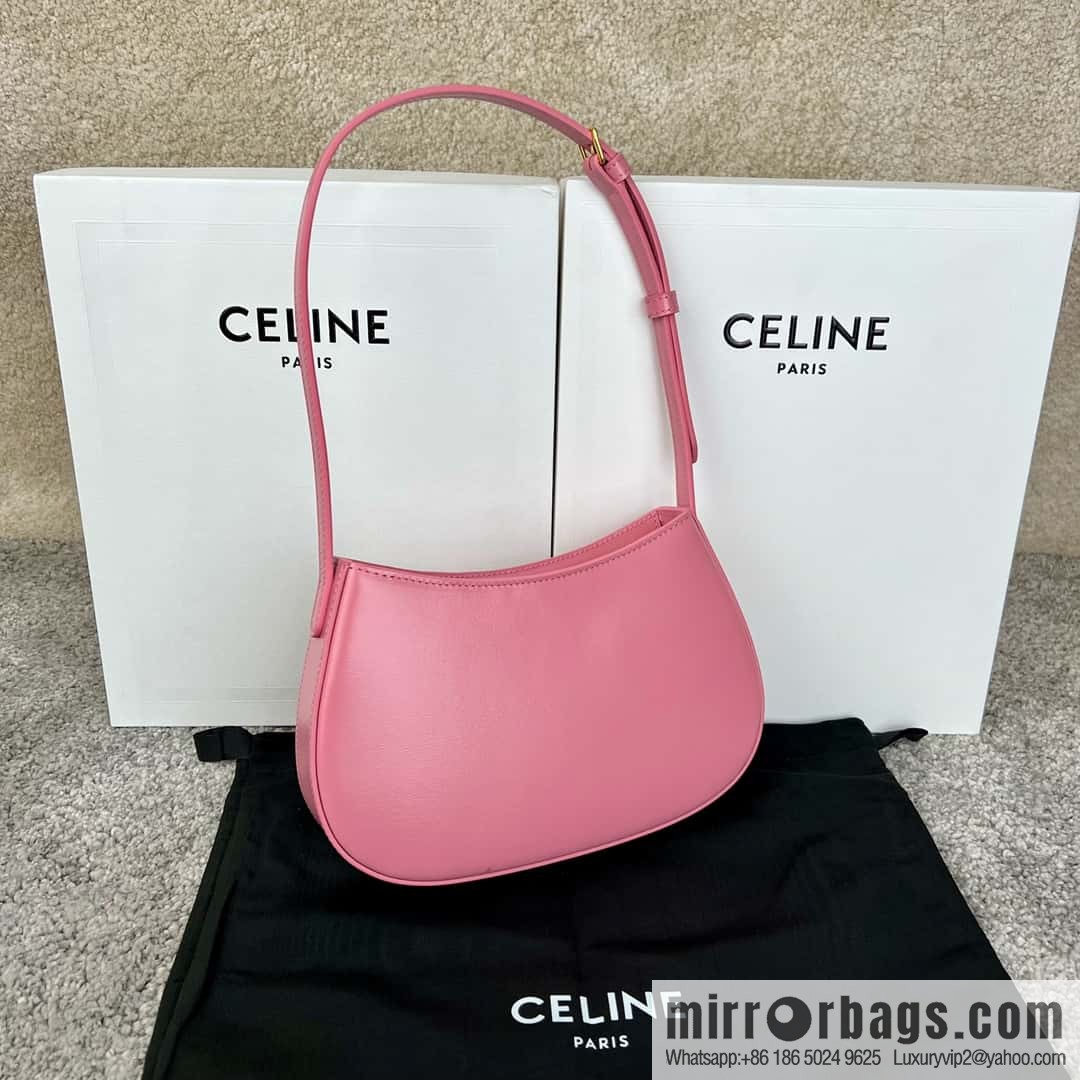 CELINE TILI medium glossy cow leather (fabric) handbag 115703 rose