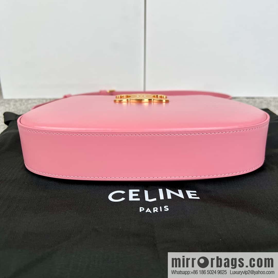 CELINE TILI medium glossy cow leather (fabric) handbag 115703 rose
