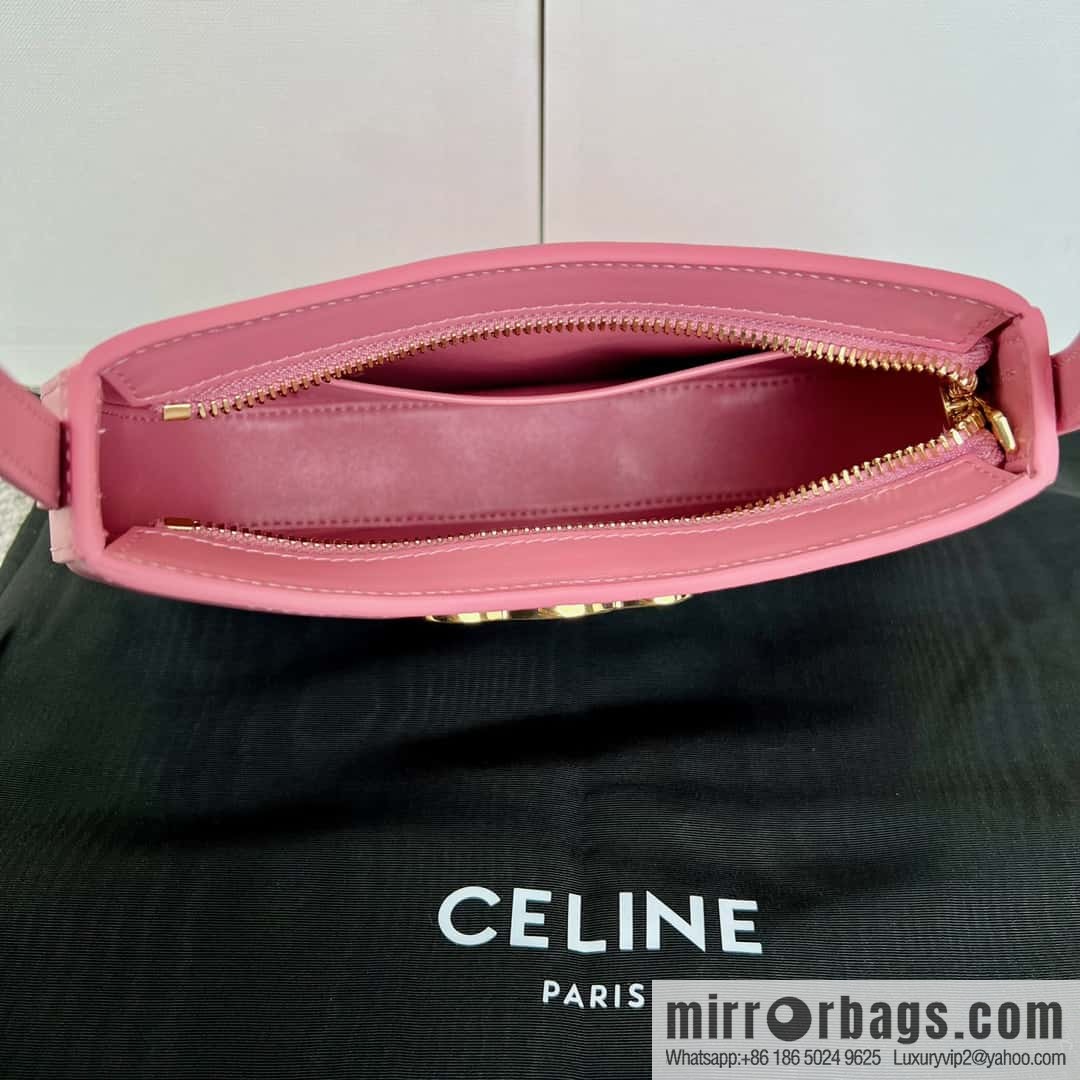 CELINE TILI medium glossy cow leather (fabric) handbag 115703 rose
