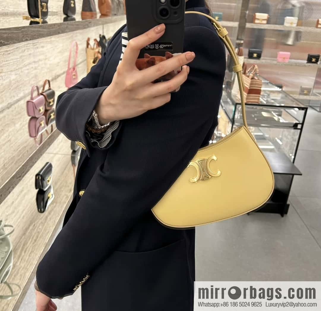 CELINE TILI medium glossy cow leather (fabric) handbag 115703 chrysanthemum