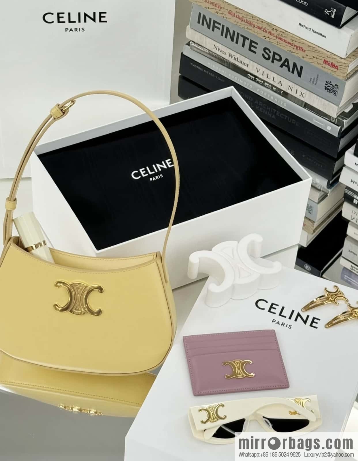 CELINE TILI medium glossy cow leather (fabric) handbag 115703 chrysanthemum