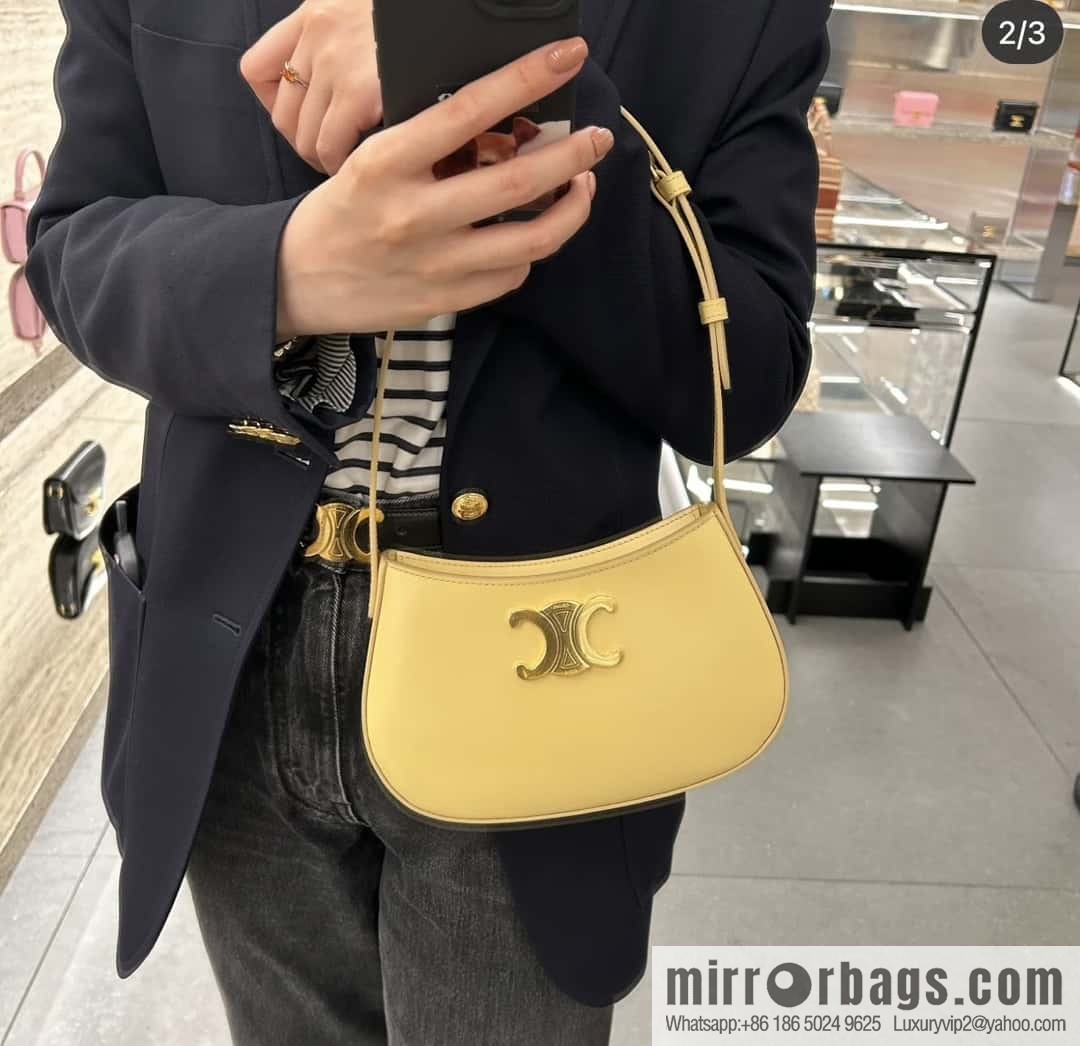 CELINE TILI medium glossy cow leather (fabric) handbag 115703 chrysanthemum
