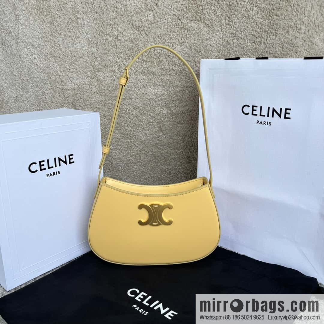 CELINE TILI medium glossy cow leather (fabric) handbag 115703 chrysanthemum