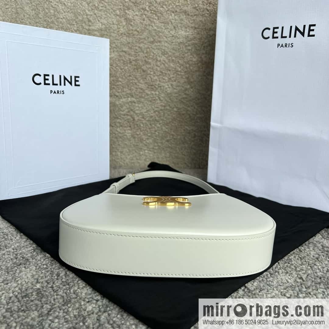 CELINE TILI Medium glossy cow leather (fabric) handbag 115703 white/gold buckle