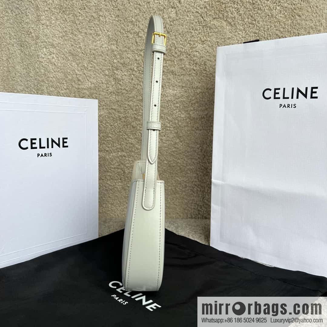 CELINE TILI Medium glossy cow leather (fabric) handbag 115703 cloud gray/gold buckle