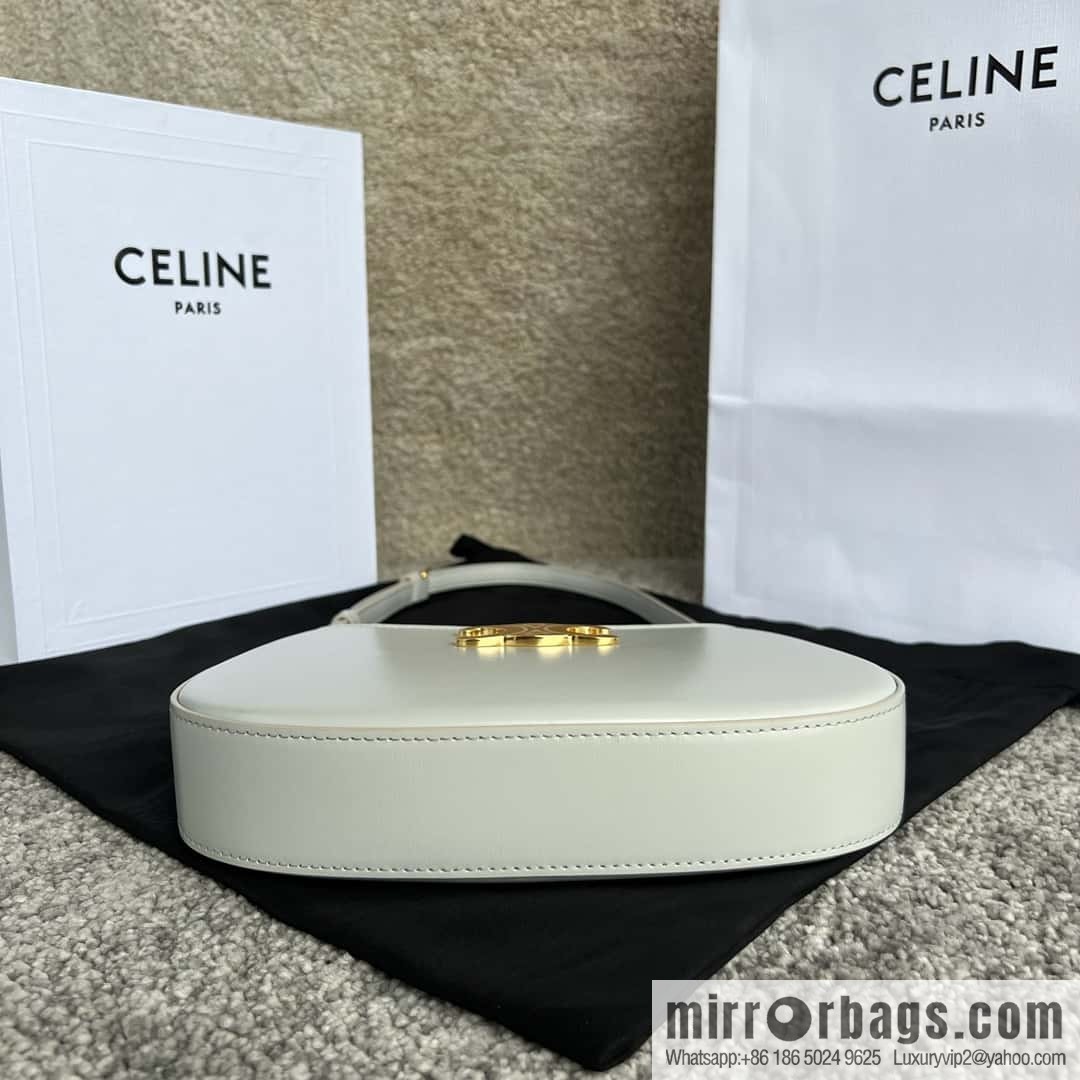 CELINE TILI Medium glossy cow leather (fabric) handbag 115703 cloud gray/gold buckle