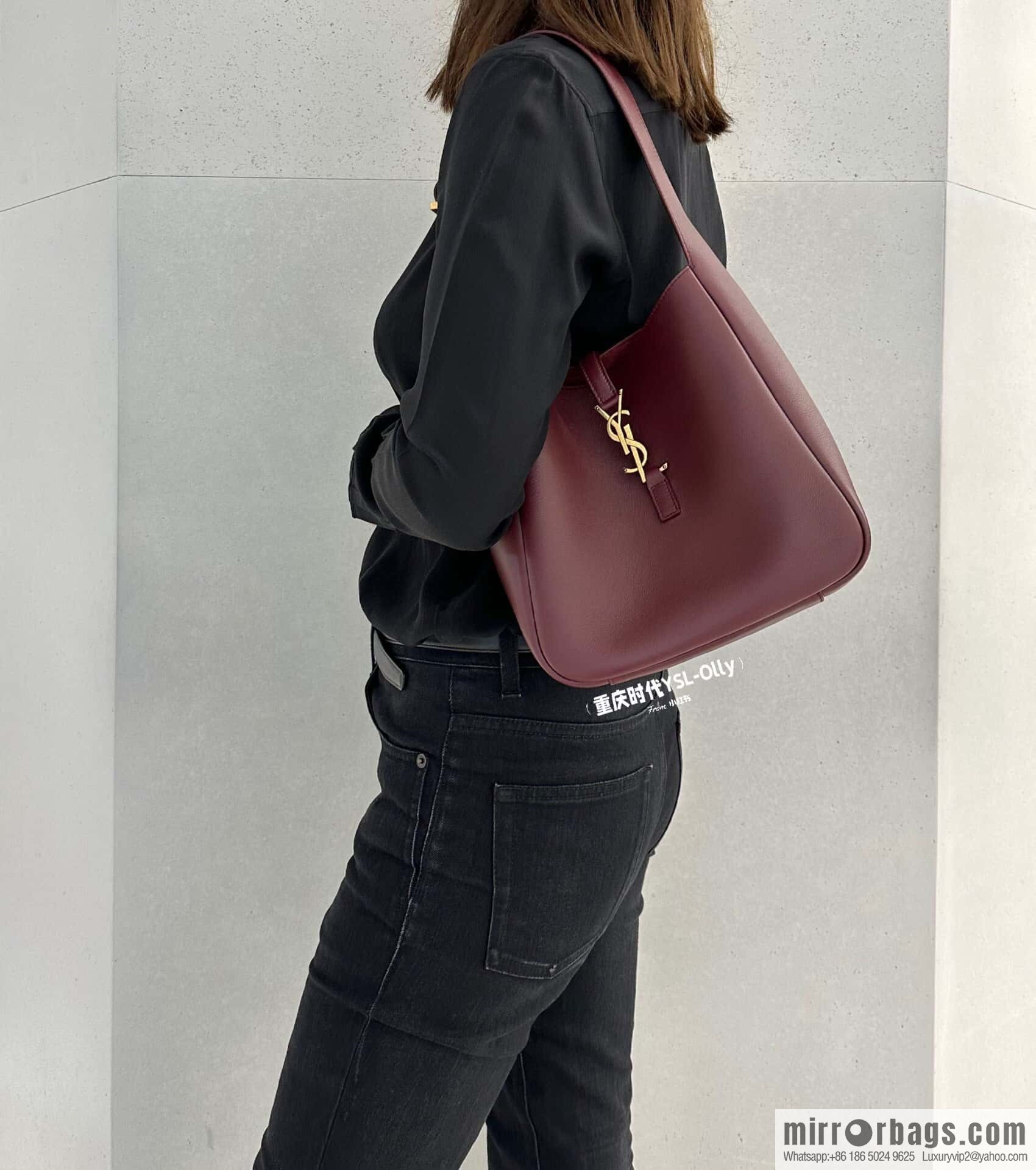 YSL 🆕 autumn and winter new Hobo armpit bag 713938 burgundy