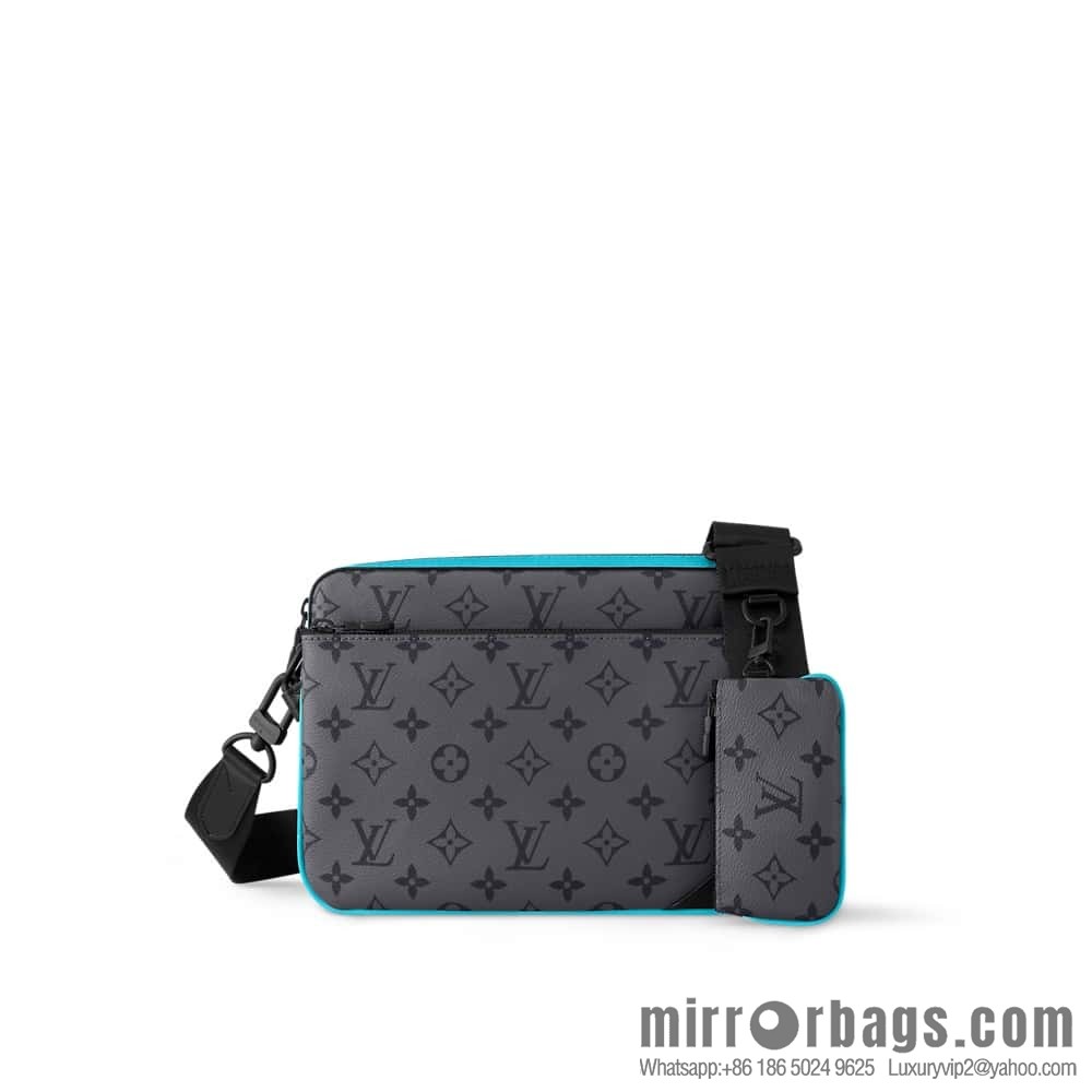 [Boutique‑grade] M11648 blue silver flower, men's bag three-piece messenger bag series TRIO messenger bag