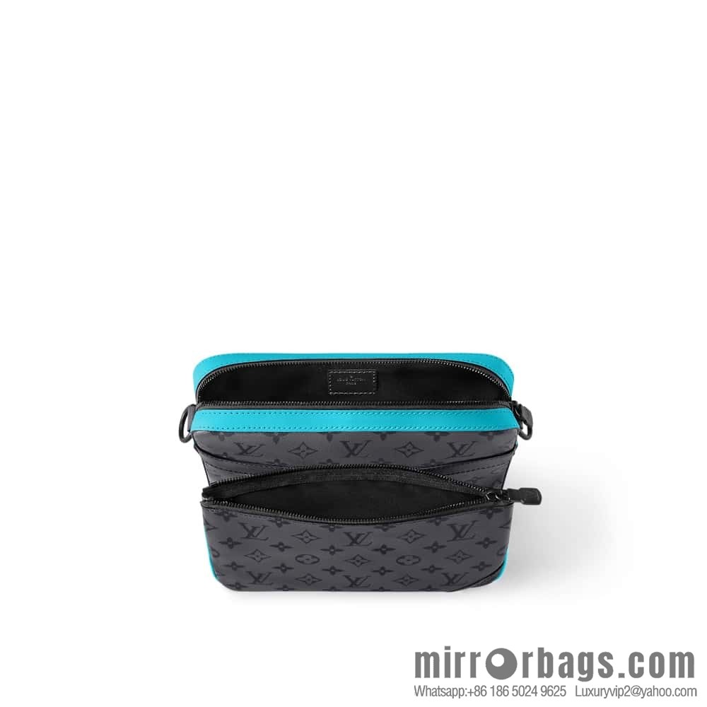 [Boutique‑grade] M11648 blue silver flower, men's bag three-piece messenger bag series TRIO messenger bag