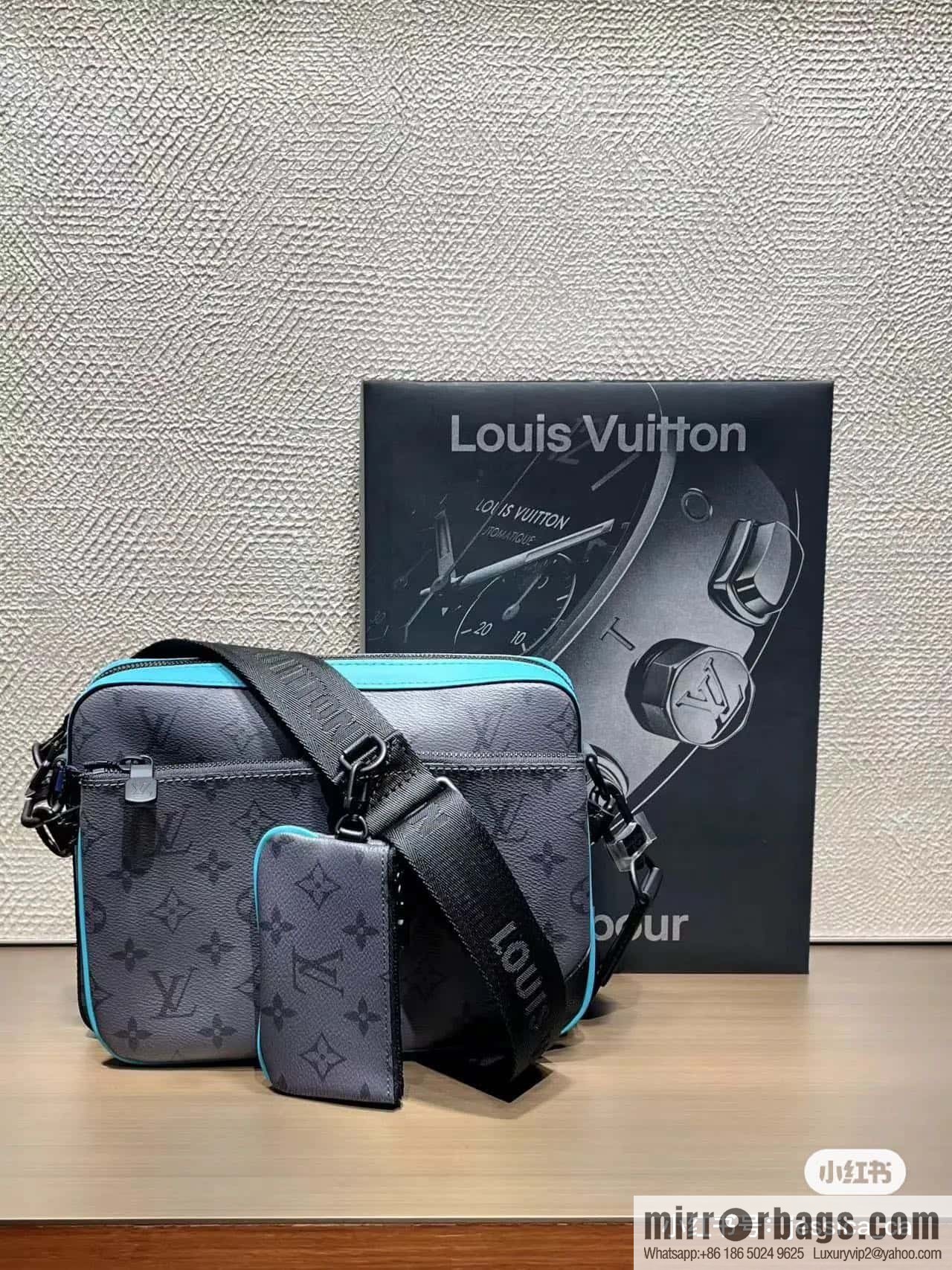 [Boutique‑grade] M11648 blue silver flower, men's bag three-piece messenger bag series TRIO messenger bag
