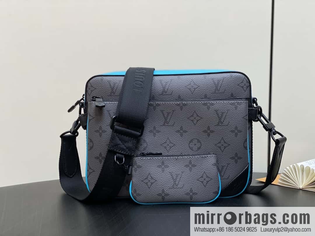 [Boutique‑grade] M11648 blue silver flower, men's bag three-piece messenger bag series TRIO messenger bag