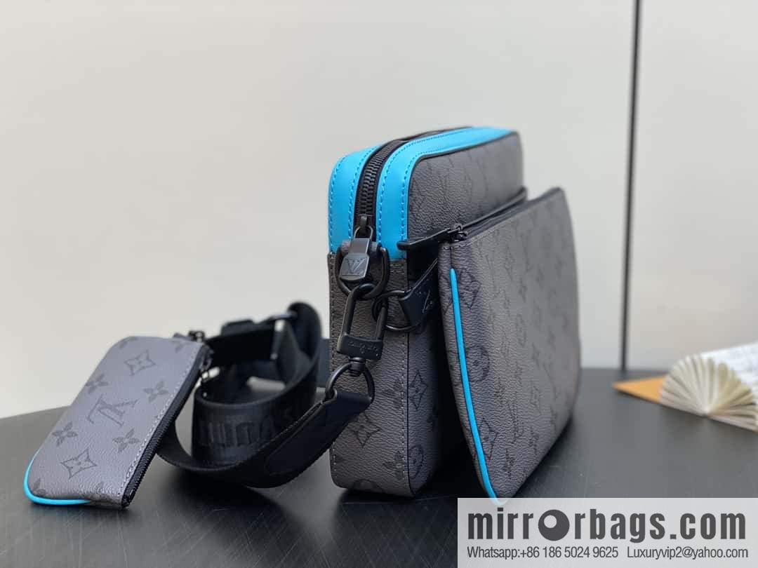 [Boutique‑grade] M11648 blue silver flower, men's bag three-piece messenger bag series TRIO messenger bag