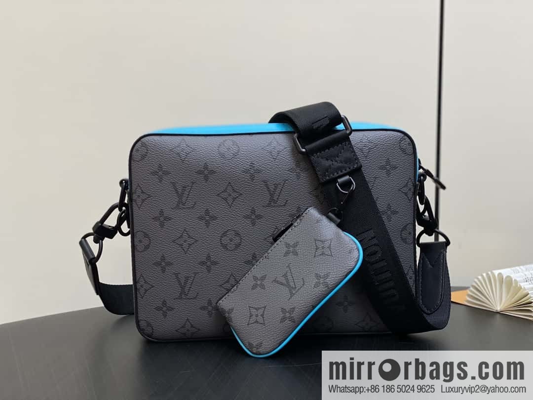 [Boutique‑grade] M11648 blue silver flower, men's bag three-piece messenger bag series TRIO messenger bag