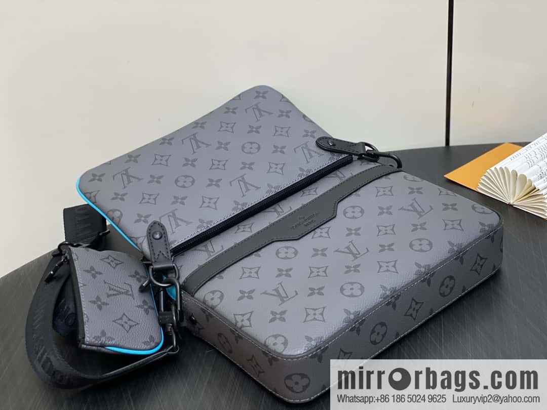 [Boutique‑grade] M11648 blue silver flower, men's bag three-piece messenger bag series TRIO messenger bag